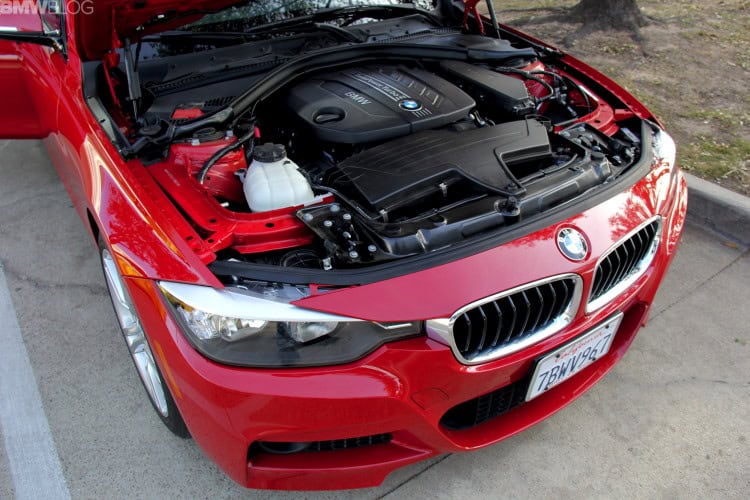 2014-BMW-328d-test-drive-review-16 The engine bay of the BMW 328d powered by a diesel engine