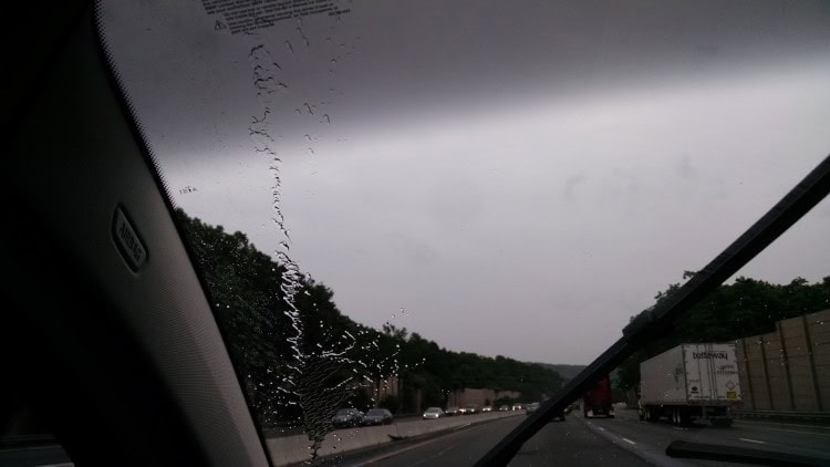 The wiper leaves a line of water on the windshield, and actually pulls it back into the drivers line of vision when it changes direction. 