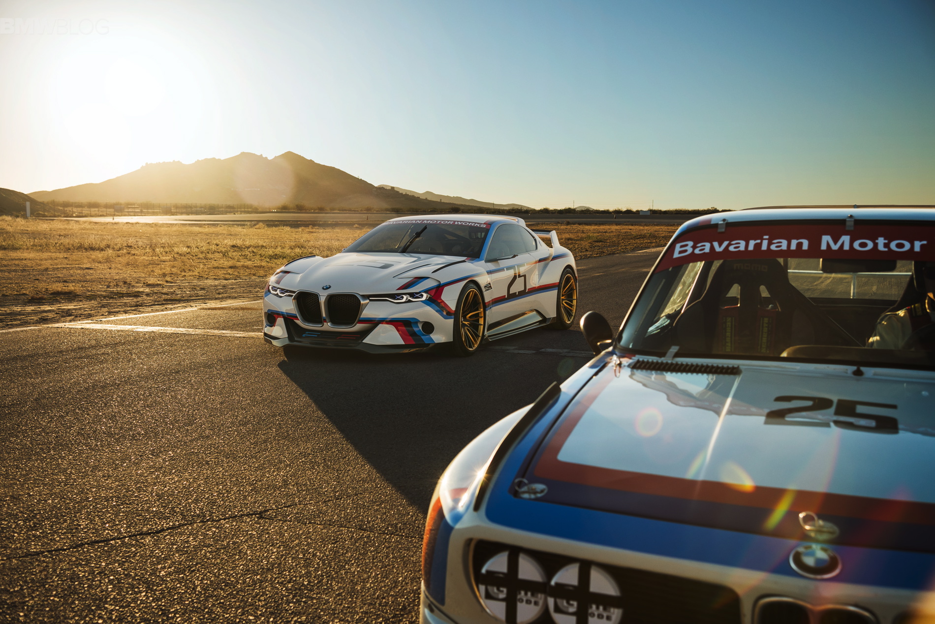 BMW 3.0 CSL Hommage R together with the original 3.0 CSL