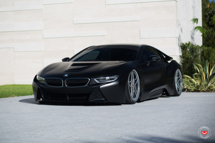 Matte Black BMW i8 with air suspension