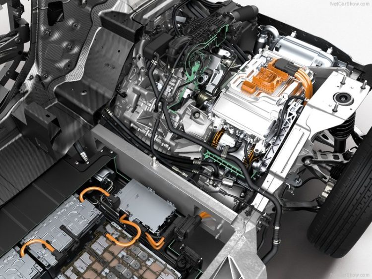 The 650cc two cylinder range extender sits next to the electric motor over the rear axle.