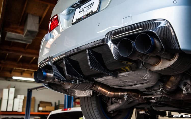 Silverstone BMW M5 With Blue Wheels & A Custom Exhaust Installed 13