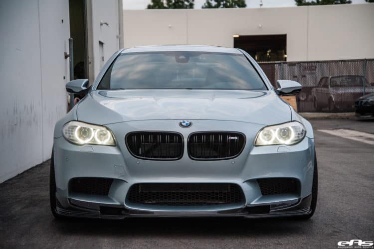 Silverstone BMW M5 With Blue Wheels & A Custom Exhaust Installed