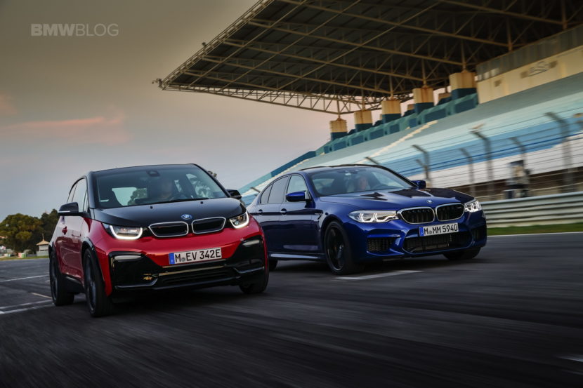 BMW M5 and i3s together on the race track