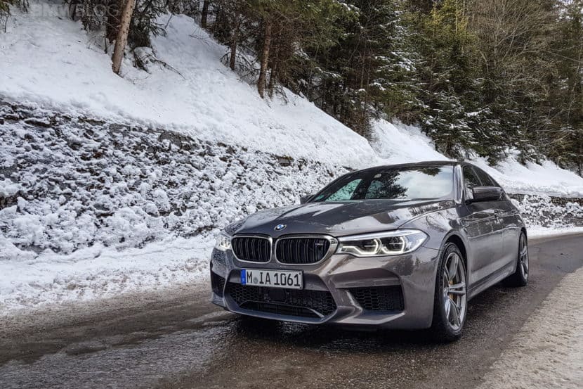 The new BMW M5 in Champagne Quartz goes into the Alps