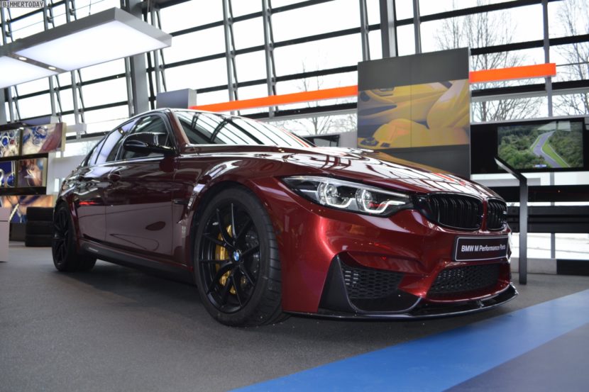 BMW M3 in Ruby Red and M Performance Parts looks stunning