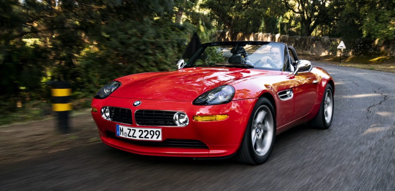 Driving the BMW Z8 Roadster in a red color
