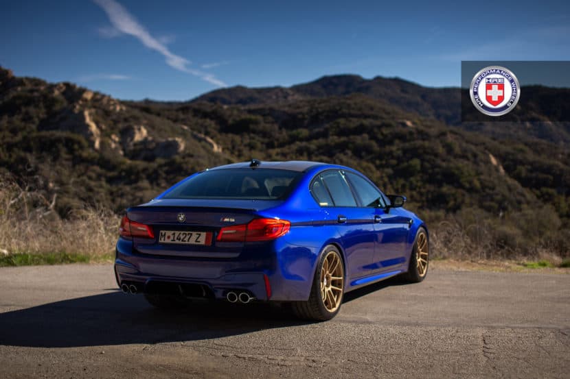 Estoril Blue BMW M5 with HRE RC104 Wheels in Satin Gold