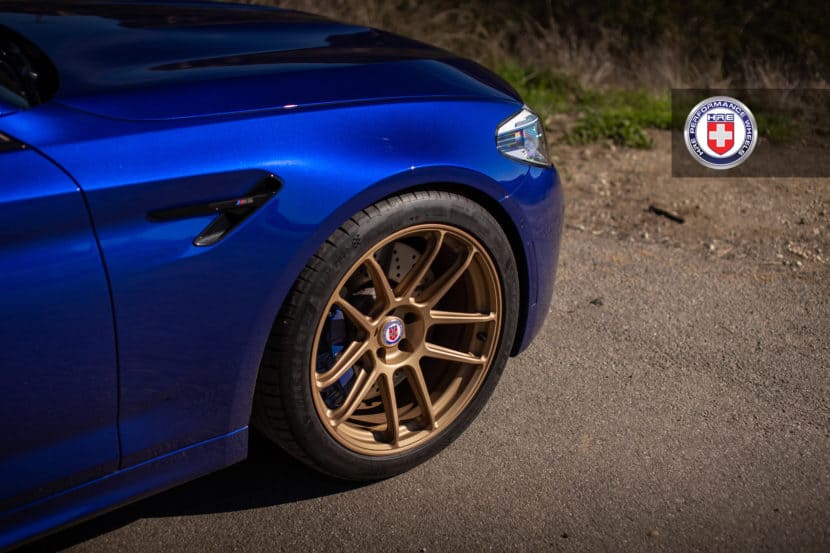 Estoril Blue BMW M5 with HRE RC104 Wheels in Satin Gold