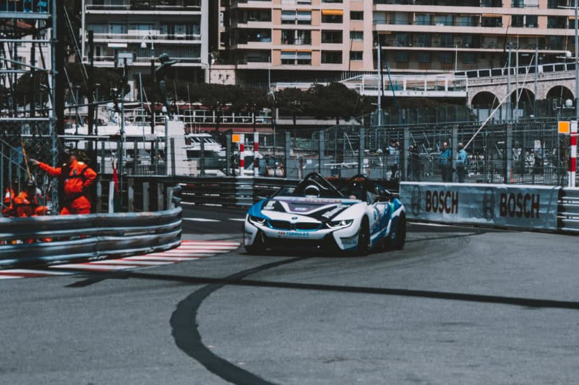 BMW i8 Safety Cars on the track at the Monaco e-Prix