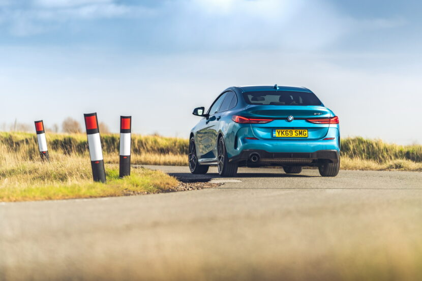 BMW 218i Gran Coupe cornering on backroads