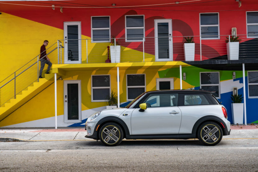 Electric MINI Cooper SE driving around town