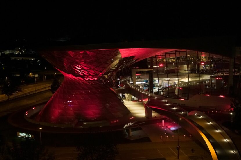 BMW Welt is reopening with a special lighting on display