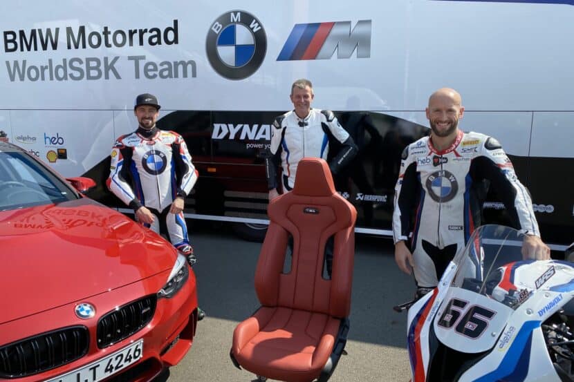 BMW Motorrad WorldSBK Team garage presented with special M seats