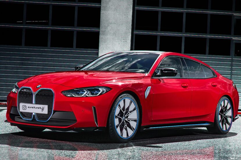 The alleged BMW i4 electric car tuned by the M Division gets rendered