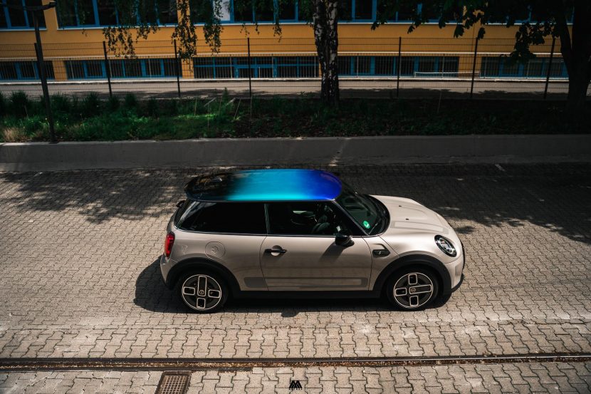 Electric MINI Cooper SE from above
