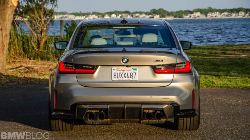 G80 BMW M3 rear end by the lake