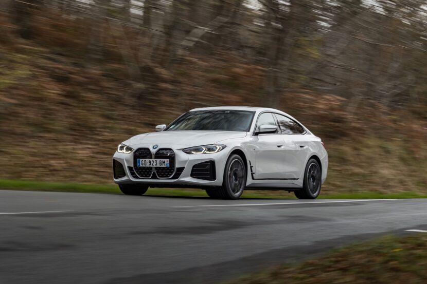 BMW i4 eDrive40 drift challenge takes place on wet skid pad