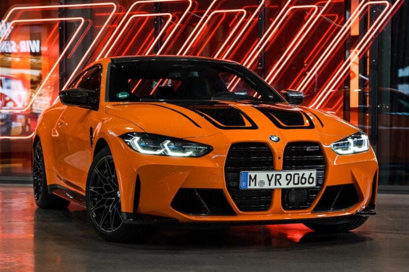 BMW M4 Competition painted in Fire Orange and black color combination