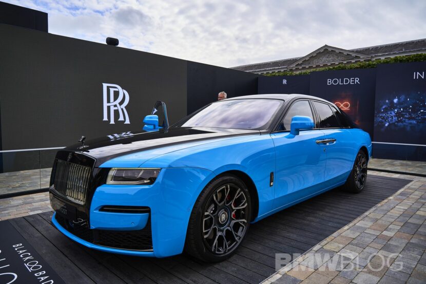 Galileo Blue Rolls-Royce Ghost Headlines Black Badge Display at Goodwood