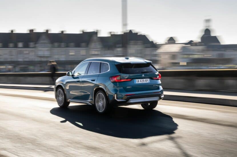 2023-bmw-x1-blue-bay-lagoon-49 Rear end driving of the 2026 BMW X1