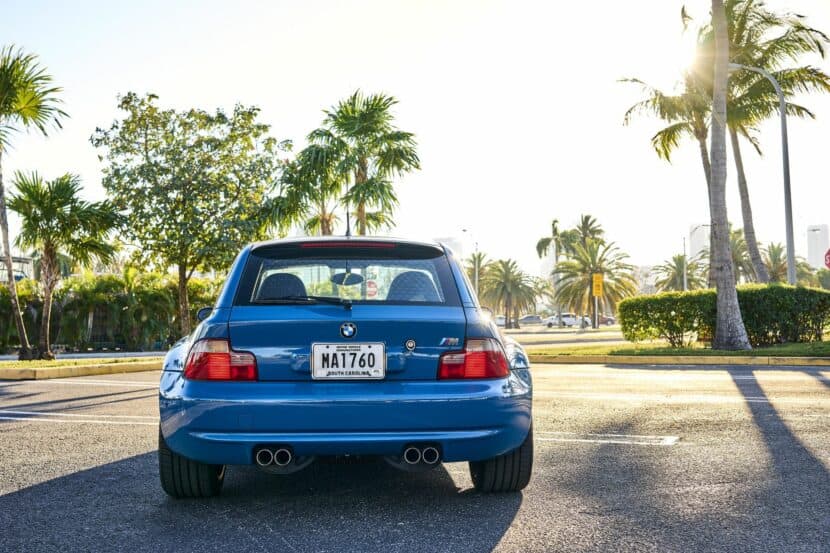 Rear end BMW Z3 M Coupe in Laguna Seca Blue