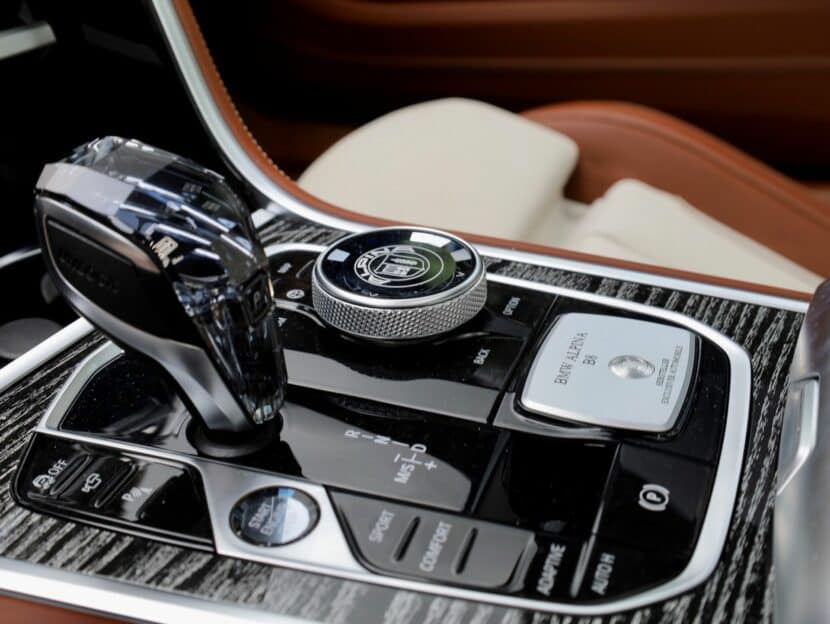 BMW ALPINA B8 Gran Coupe interior plaque and iDrive controller