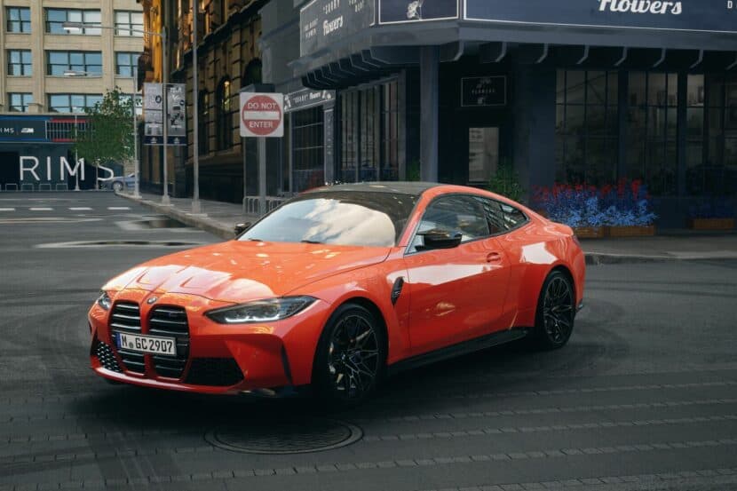 BMW M4 Fire Orange With Painted Stripes Looks Striking In Walkaround Video