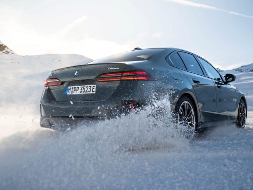 BMW i5 drifting in the snow