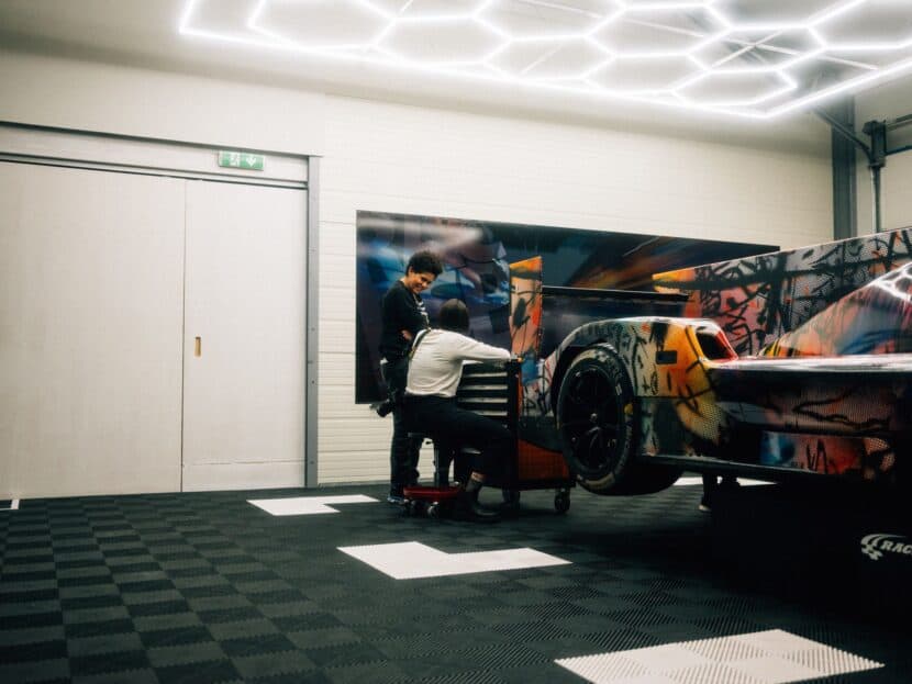 Julie Mehretu exploring the BMW M Hybrid V8 Art Car