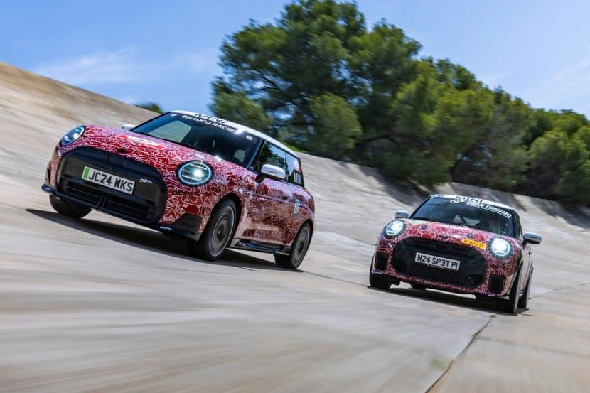 MINI Gas And EV John Cooper Works Hot Hatches Pose Together
