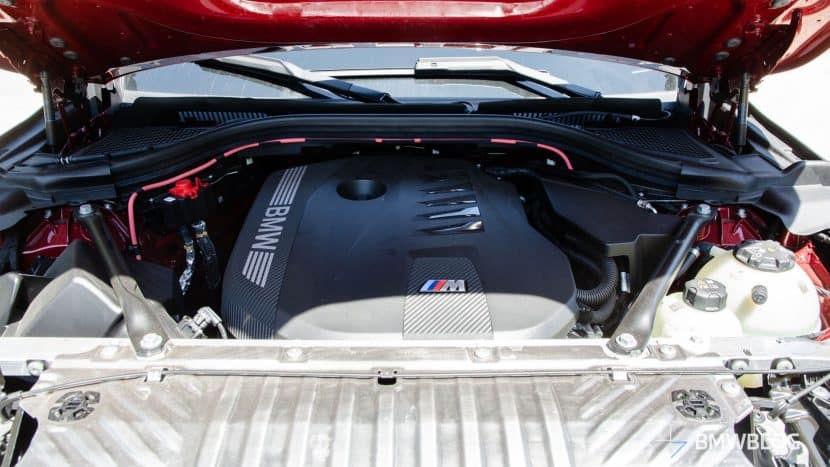 Close-up of the B58 turbocharged inline-six engine in the 2025 BMW X3 M50