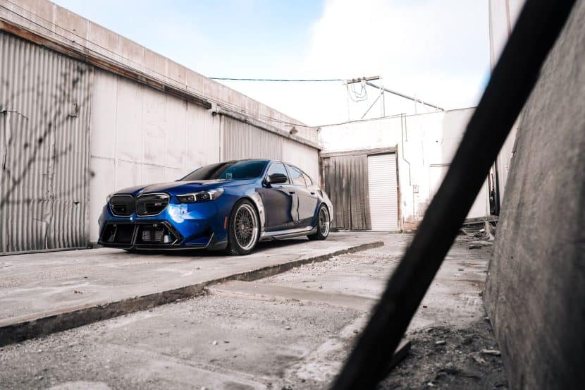 BMW G90 M5 hybrid sedan on forged HRE wheels