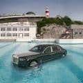 Rolls-Royce Phantom recreated in a swimming pool at Tinside Lido, celebrating 100 years of Phantom and its rock and roll legacy