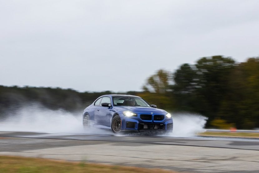 2026 BMW M2 CS sliding on the wet track