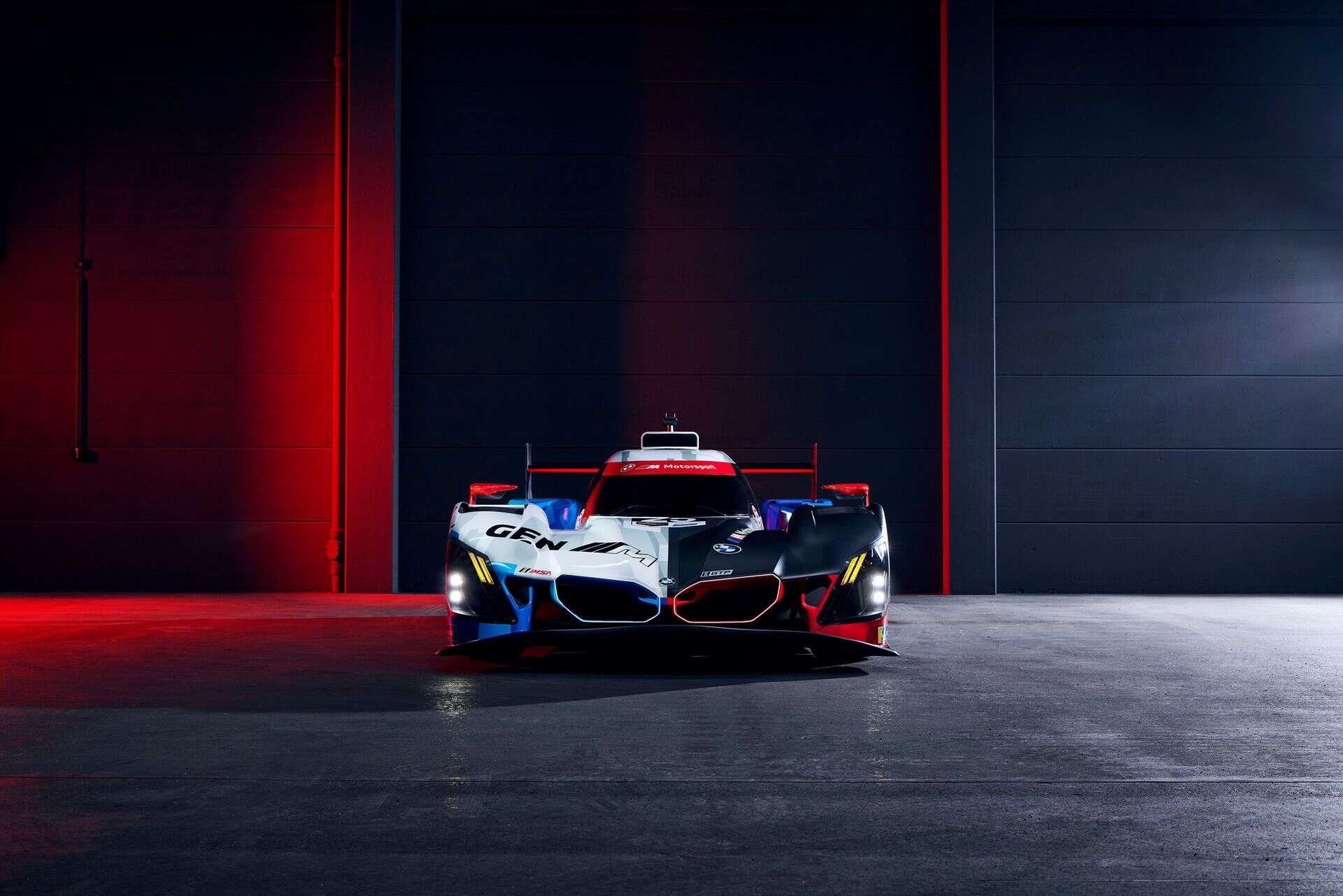 BMW M Hybrid V8 LMDh 2026 with new smaller kidney grille and yellow headlights