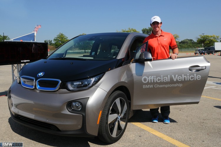 Golf PROs Rory McIlroy and Gary Woodland racing in BMW i3 electric vehicles