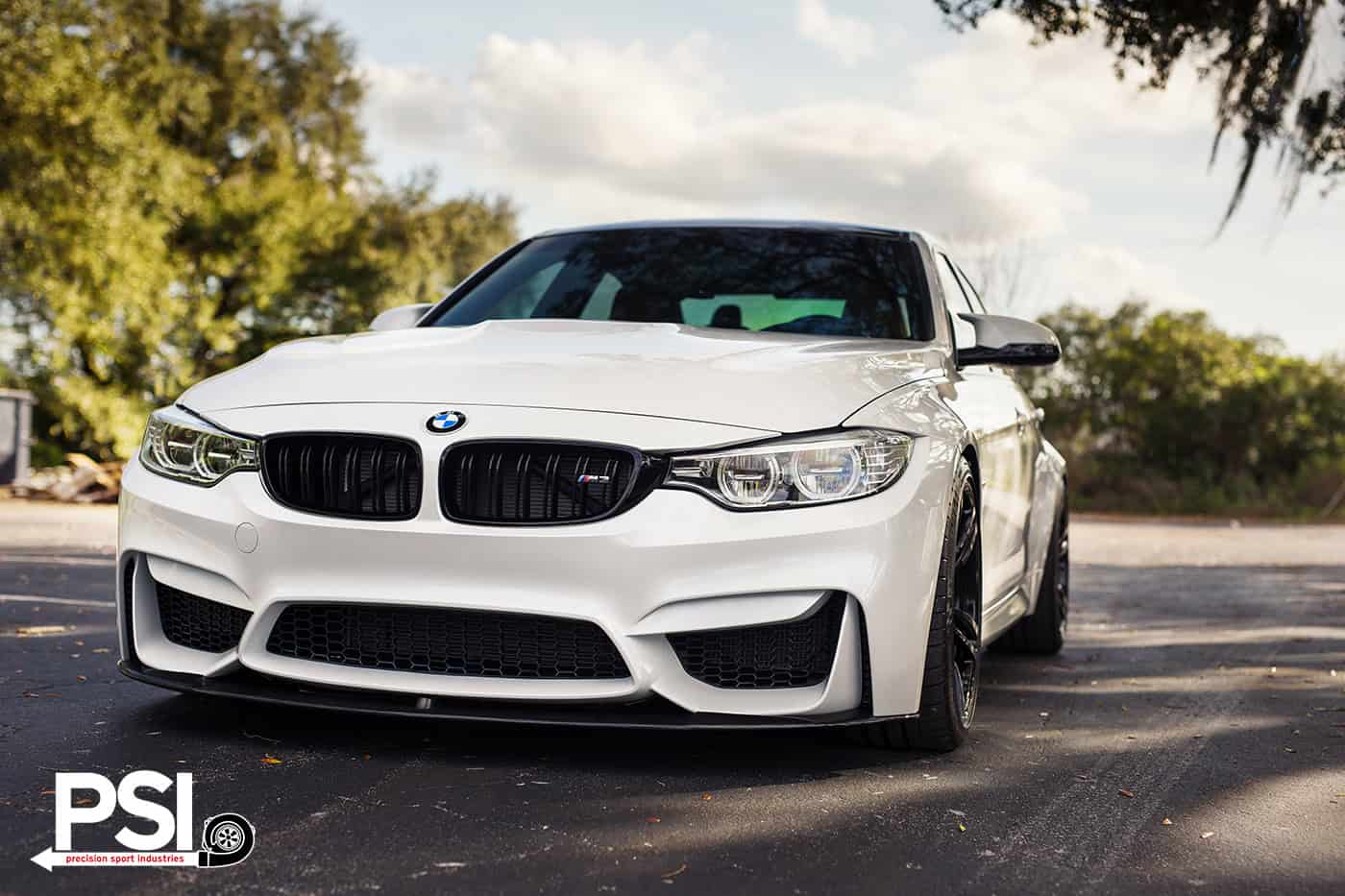 Alpine White BMW M3 Sedan With Carbon Fiber Goodies Installed