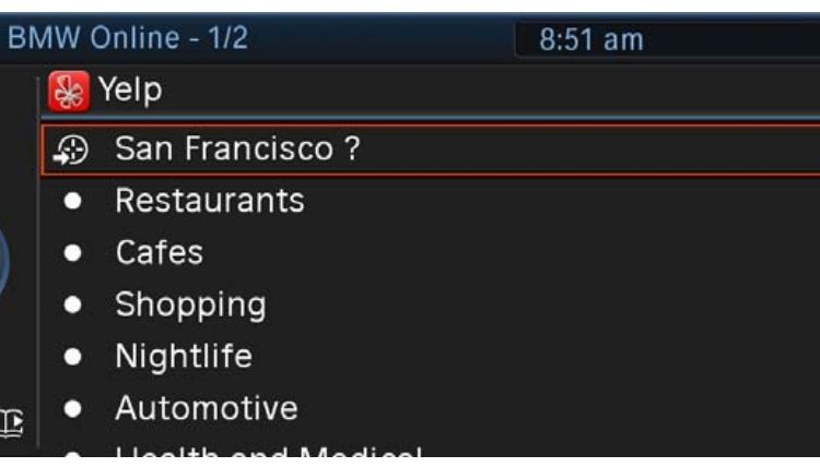 YELP now in your BMW